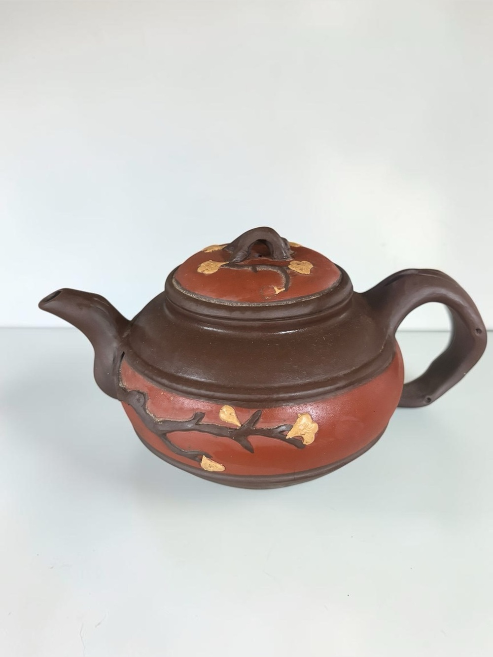 Vintage Chinese Yixing Zisha Clay Teapot Plum Blossom Applied Decor Seal Mark
